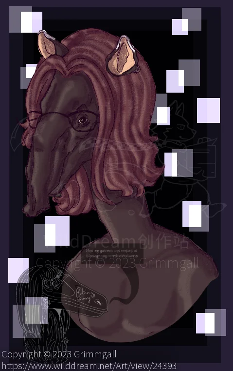 Clippit by Grimmgall, tapir, mammal, animal, male, boy, glasses, red hair, redhead, anthro, furry, character