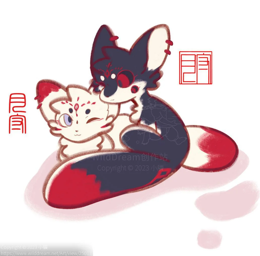 白狗狗和灰狗狗 by 小餍