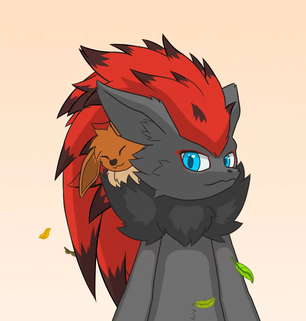 降温了，不过eevee找到了一个好位置 by KyShan, eevee, fox, Furry, pokemon, zoroark