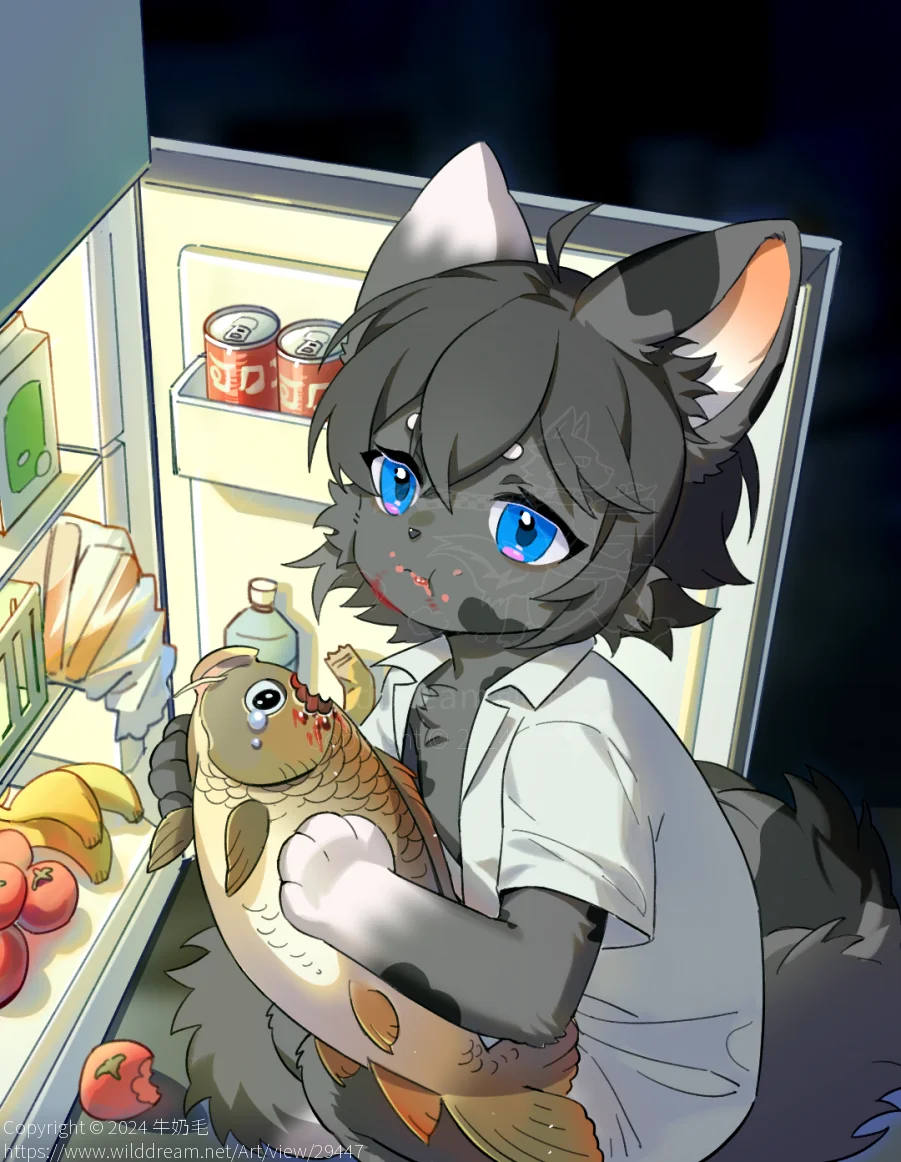 把你领回家是让你偷吃的是吧 by 牛奶毛, furry, oc, 猫猫, 设子