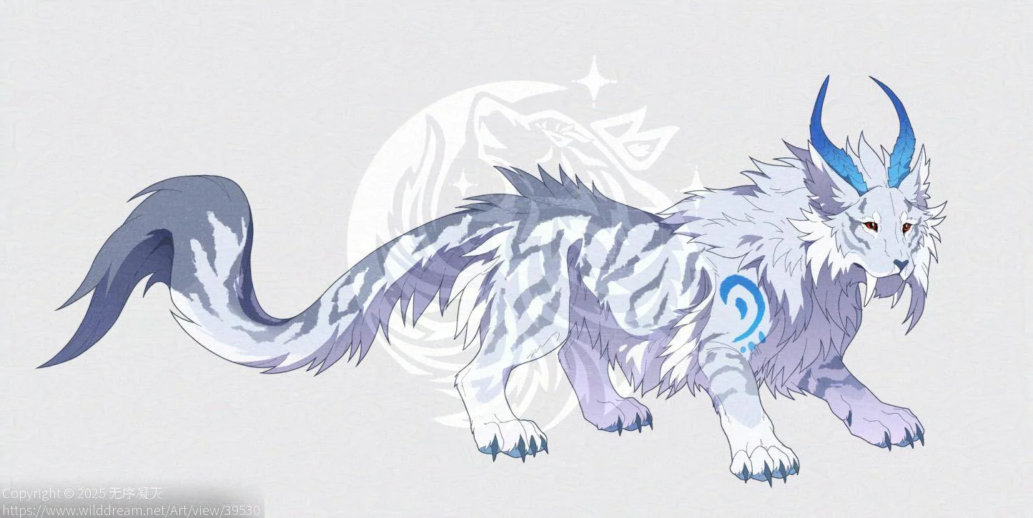 OC by 无序凝灭, 兽设, 大猫, 幻想生物, 插图, 猫设, 纯动物