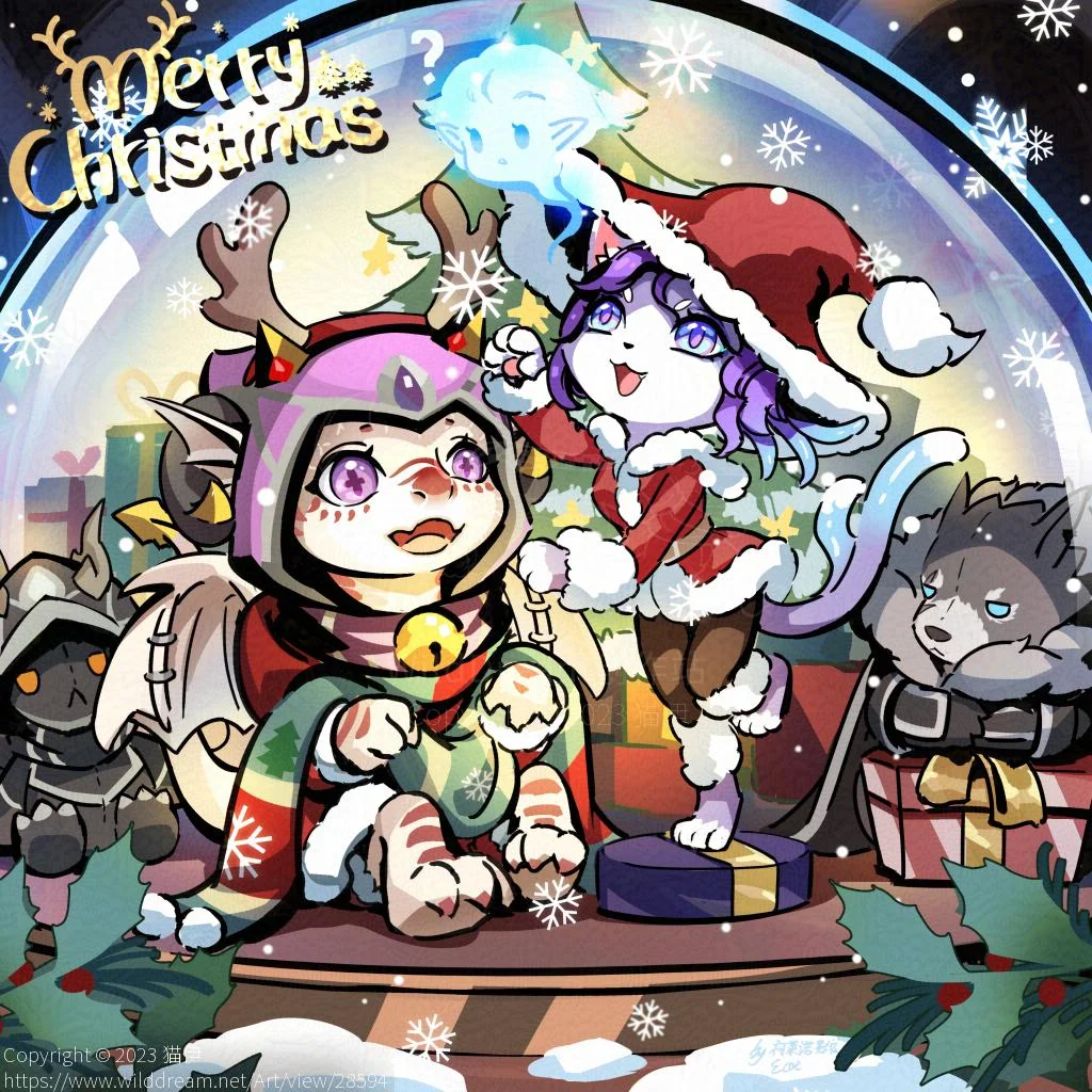 圣诞快乐！ by 猫伊, 圣诞, 狼人, 猫, 西方龙, 贺图, 魔兽世界, 龙, 龙希尔