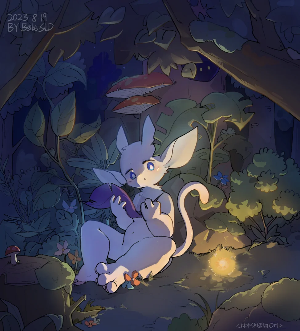林中休憩 by 贝壳SLD, ori, 奥日与萤火意志, 奥里, 树林, 森林, 精灵