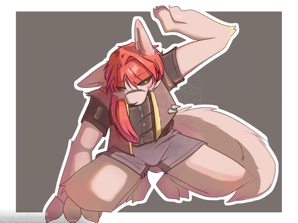 酷酷(๑´∀`๑) by 岑小野鹿, furry, 手绘, 板绘