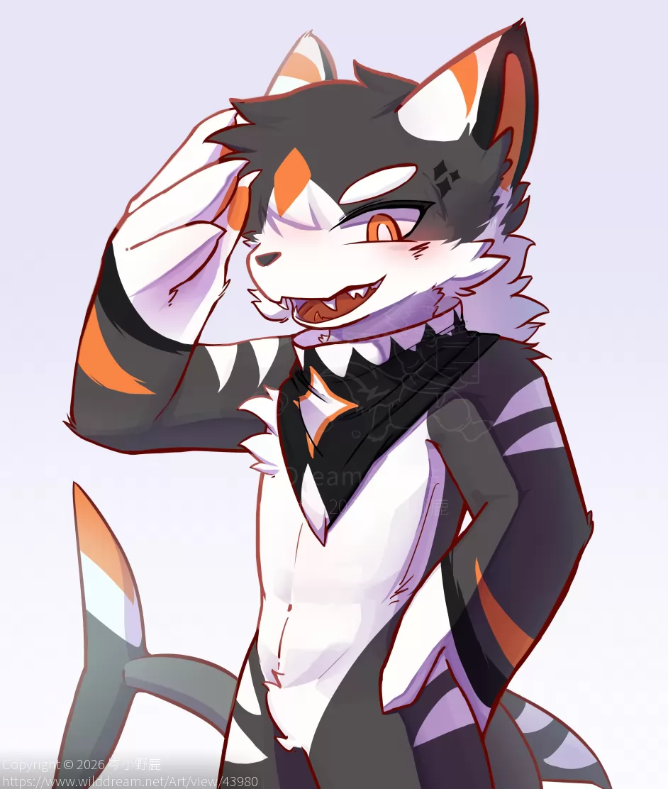 喵？ by 岑小野鹿, furry, 板绘