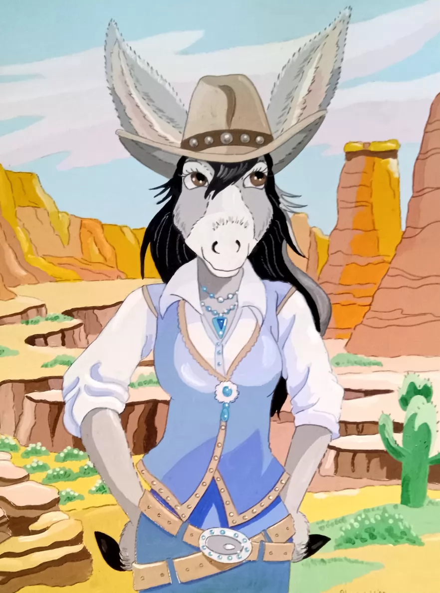 Miss Arizona by FoxyFlapper, arizona, cowgirl, donkey, grandcanyon, western