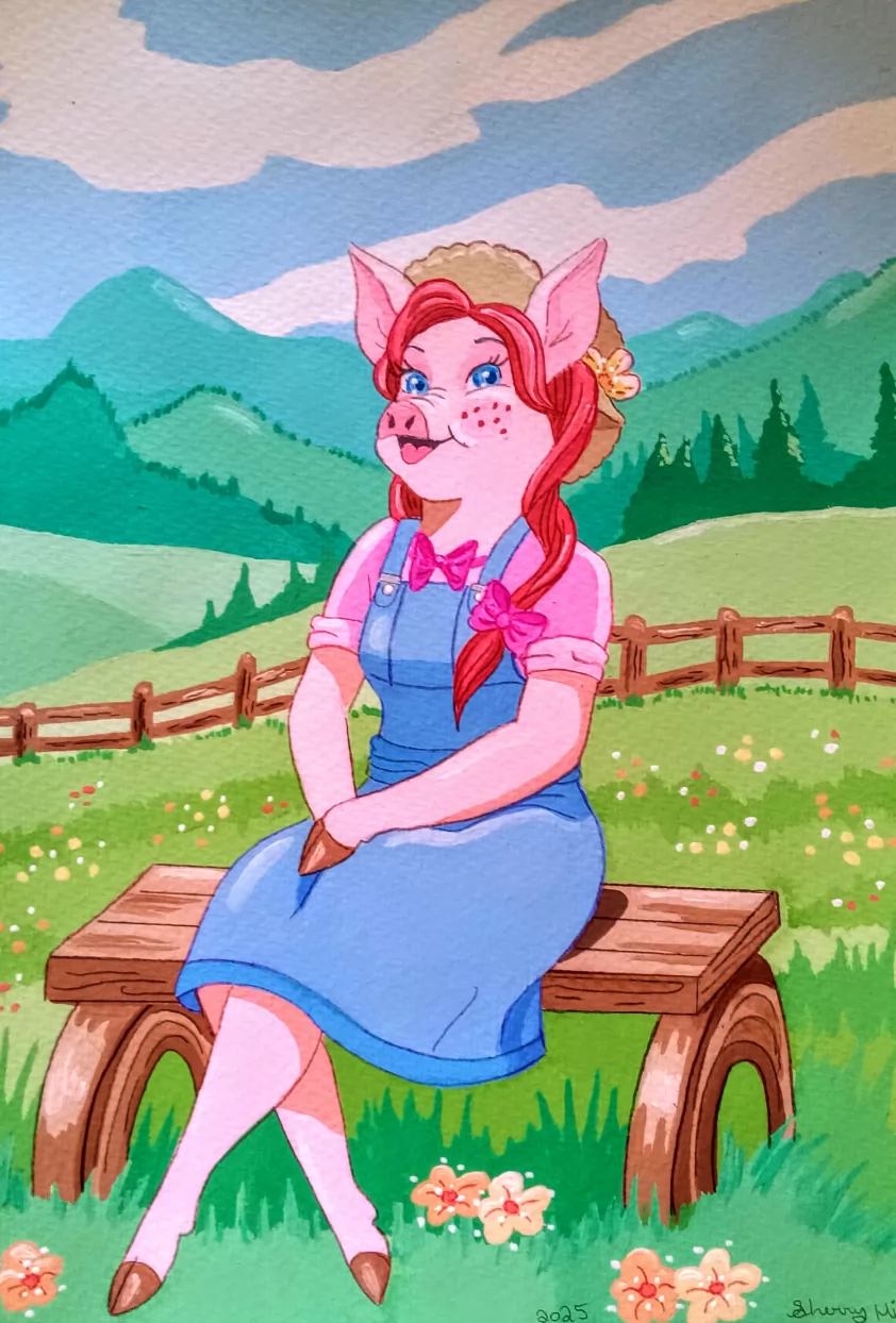 Miss Arkansas by FoxyFlapper, arkansas, countryside, farm, mountains, pig