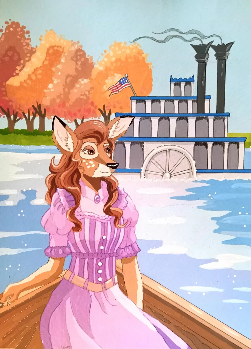 Miss Mississippi by FoxyFlapper, boat, deer, mississippi, river, vintage