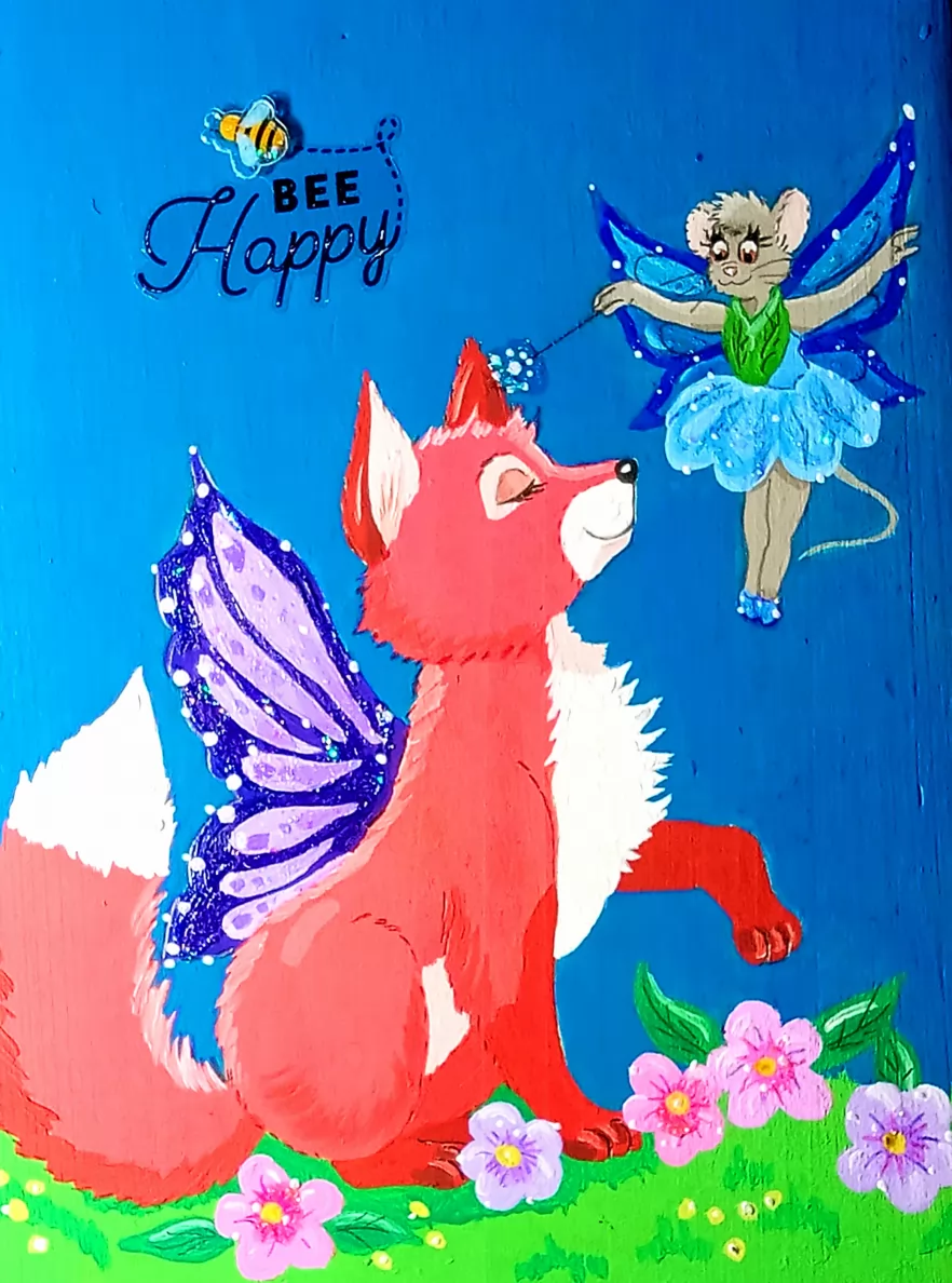 Fairy Tale Wooden Box Back Cover by FoxyFlapper, fairy, fairytale, fantasy, fox, magic, mouse