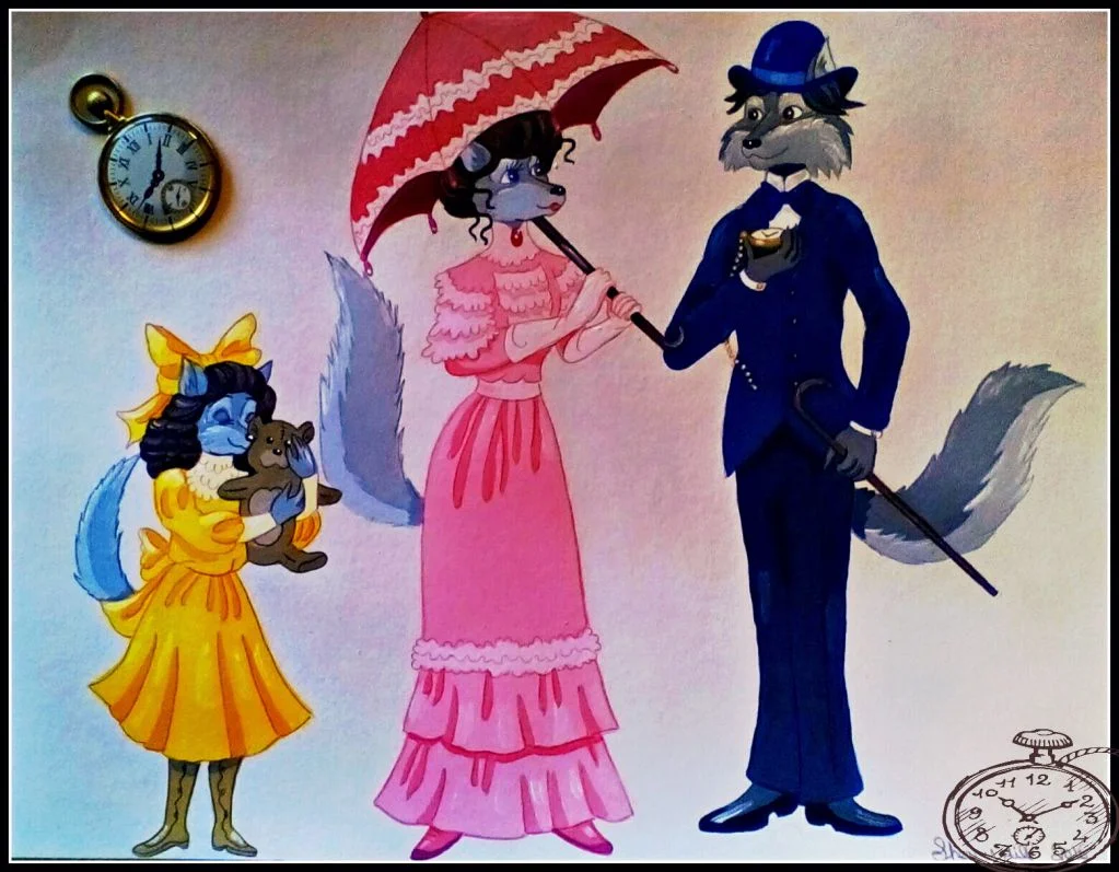 Early 1900's Wolf Family by FoxyFlapper