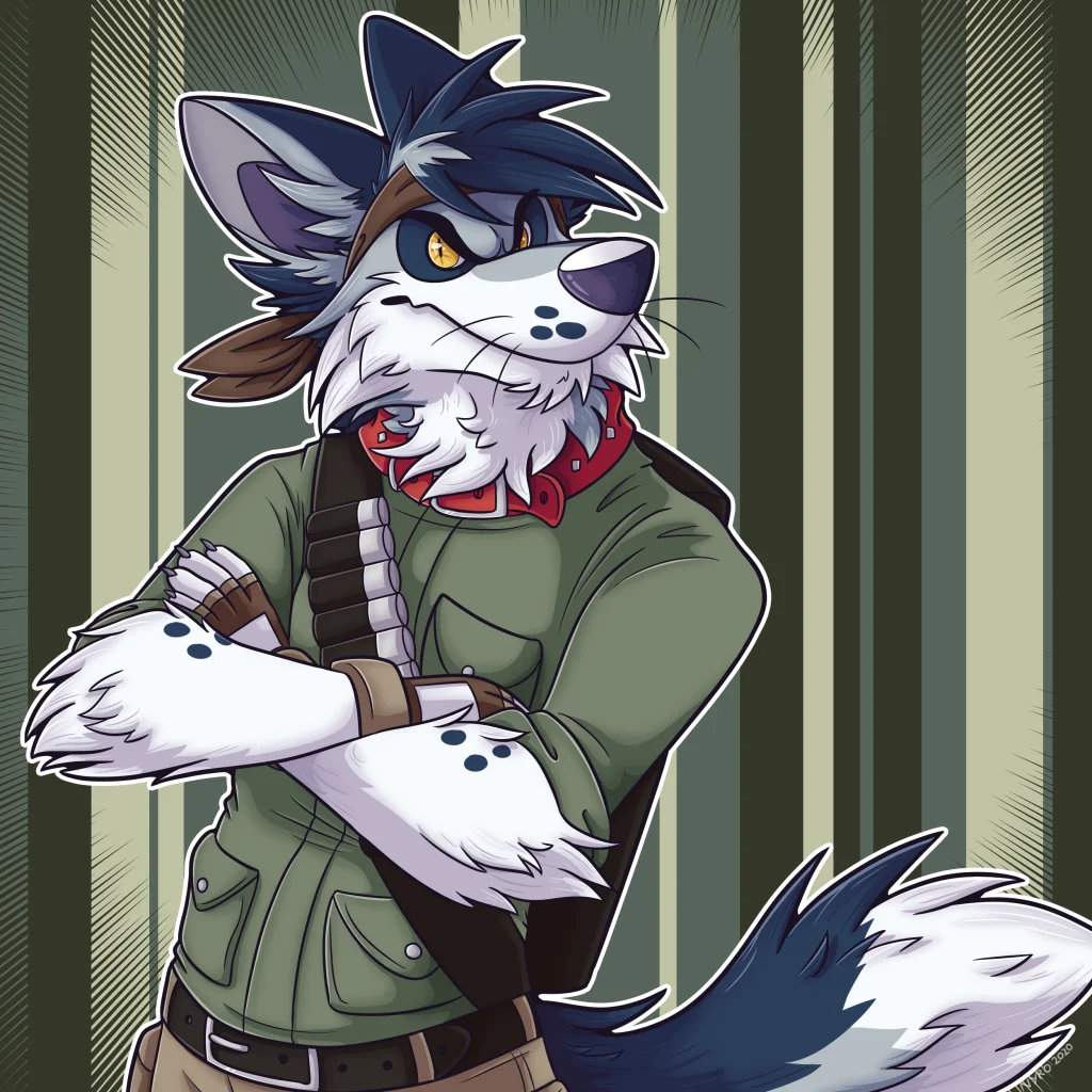 Beware of Dog by kstreetalley, dog, german shepherd, panda shepherd, anthro, furry, canine, drawing, digital, character, animal, mammal