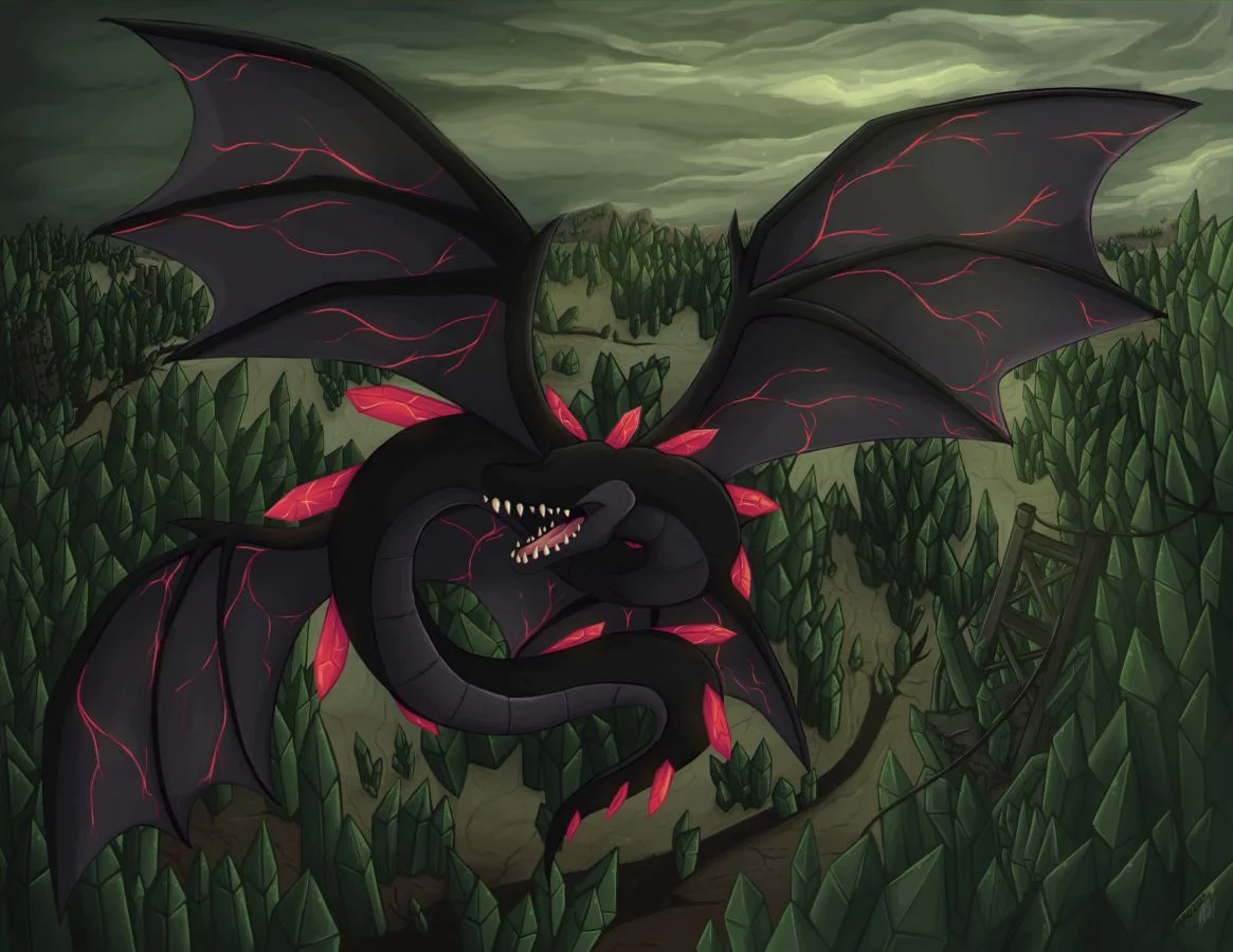 Maeve serpent form (commission) by kstreetalley, commission, creature, crystals, digital, dragon, drawing, lizard, monster, painting, planet, reptile