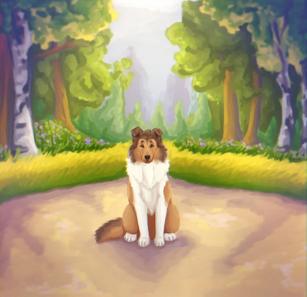 Tippet quick paint by kstreetalley, animal, canine, character, collie, digital, dog, feral, quick paint, scenic