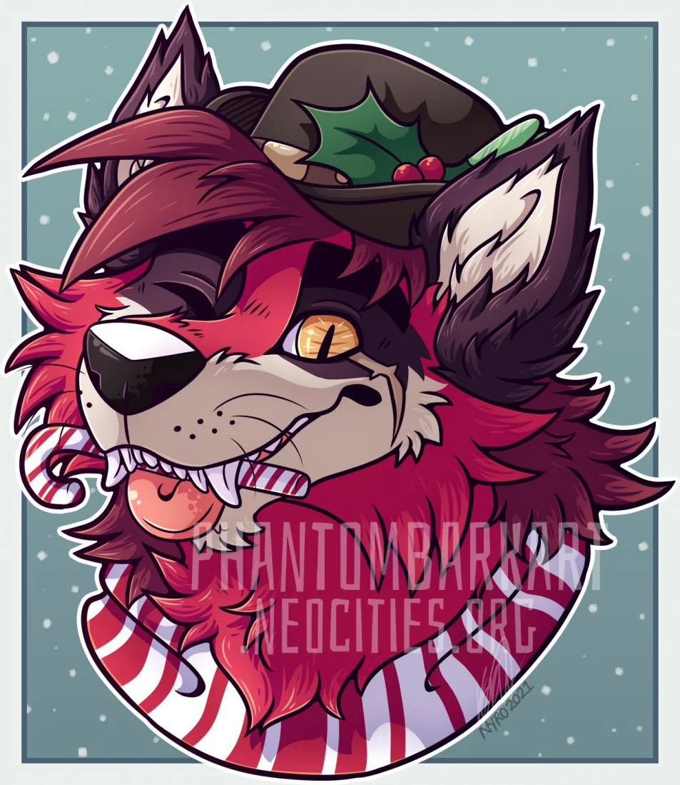 Peppermint by kstreetalley, character, digital, canine, mammal, anthro, drawing, animal, werewolf, cartoon, winter, holiday, drawcember