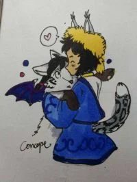 猫呓和我家设子的合照