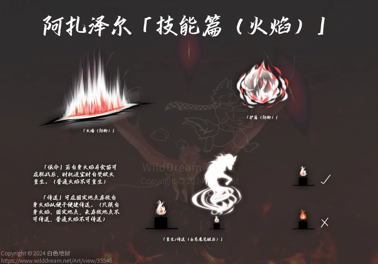 阿扎泽尔技能篇（火焰） by 白色地狱, 兽圈, 幻想生物, 兽设, oc, 绘画