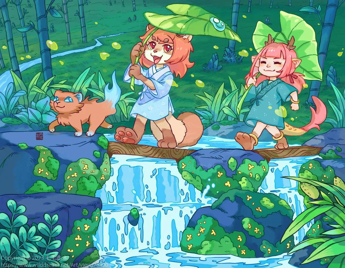 小满时节 雨水盈溢 by 毛毛此木, 可爱, 古风, 狸猫, 中国风, 治愈系