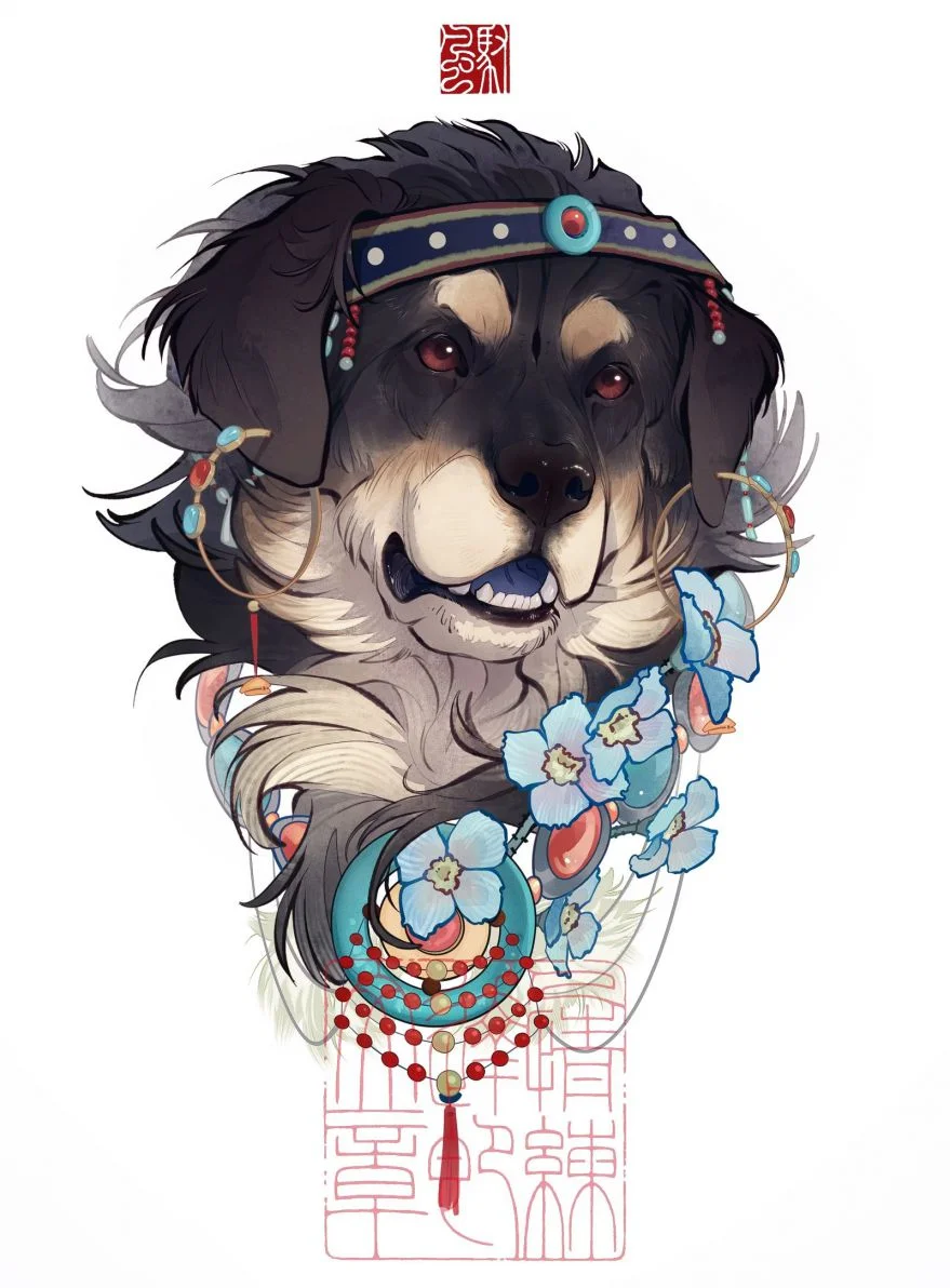 头像委托 by 小驭, 头像, 兽设, 插画, 藏獒