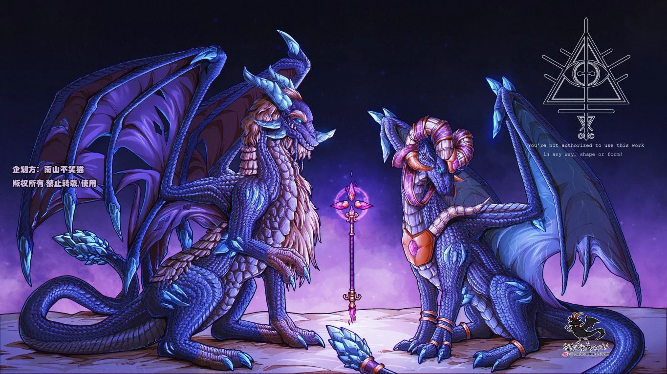 【稿】 Blue Dragons' Meeting by 辐射渡鸦, 幻想生物, 龙, 西方龙, 魔兽世界