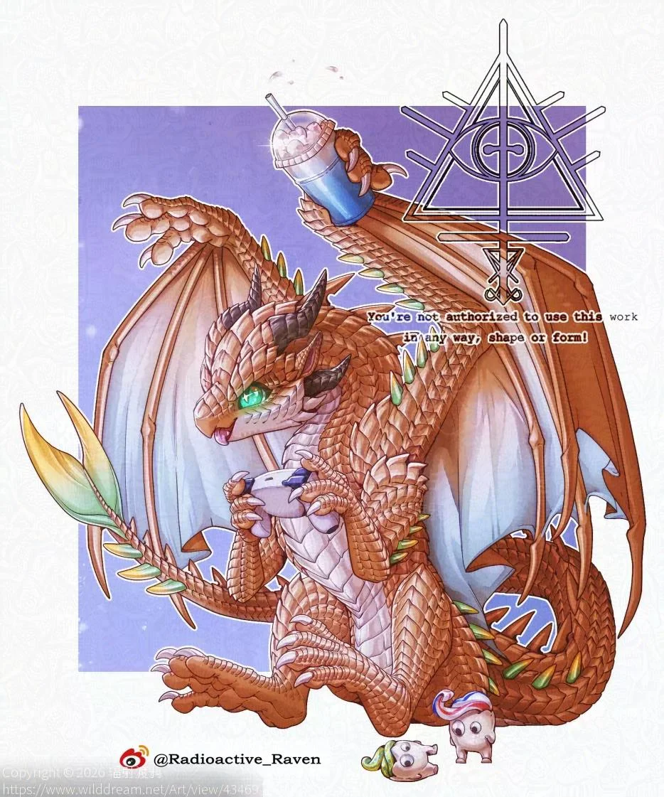 【Q小立绘】打游戏肯定要喝奶茶 by 辐射渡鸦, 幻想生物, 西方龙, 龙