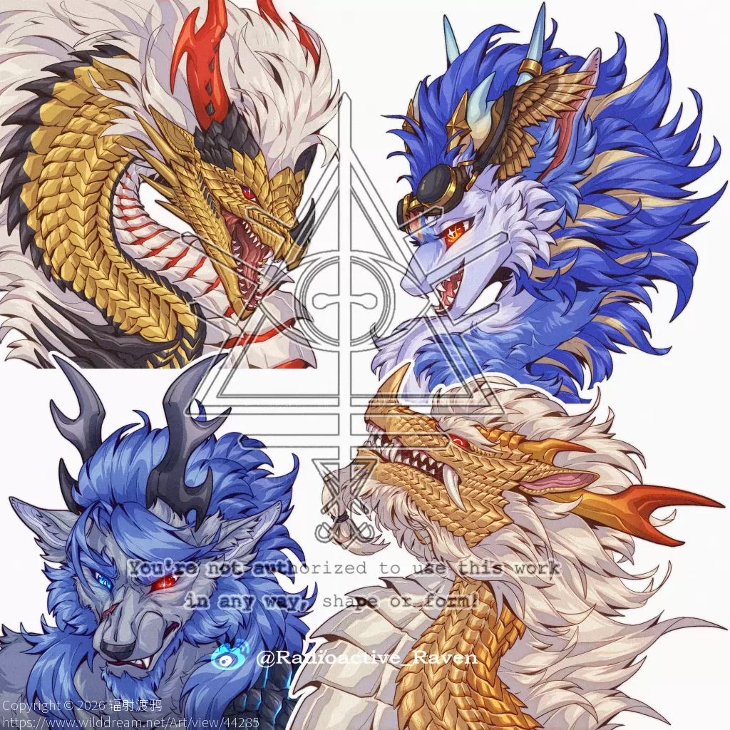 【平涂头像】 by 辐射渡鸦, furry, 幻想生物, 西方龙, 龙