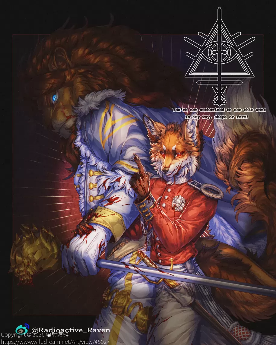 【半身稿】嘘/关灯版 by 辐射渡鸦, furry, 军装, 犬科, 狐狸, 狮子