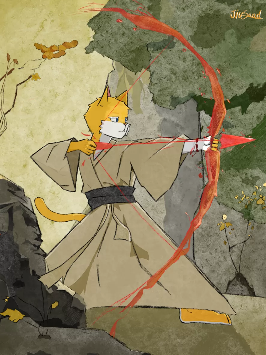 射箭 by 久沙, furry, oc, 猫