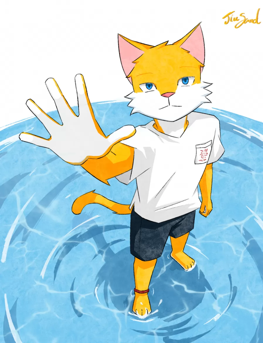 水 by 久沙, 猫