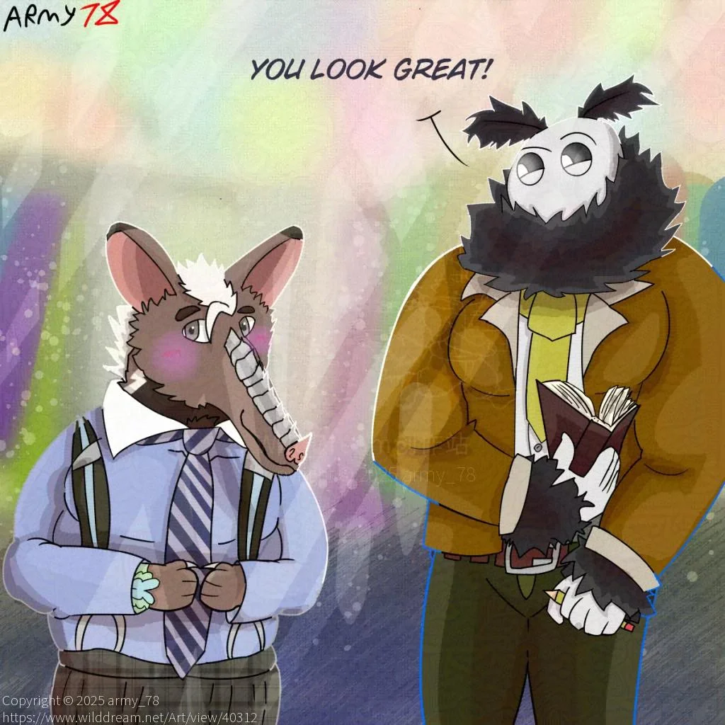 Moth and anteater fashion time! by army_78, anteater , Mothman