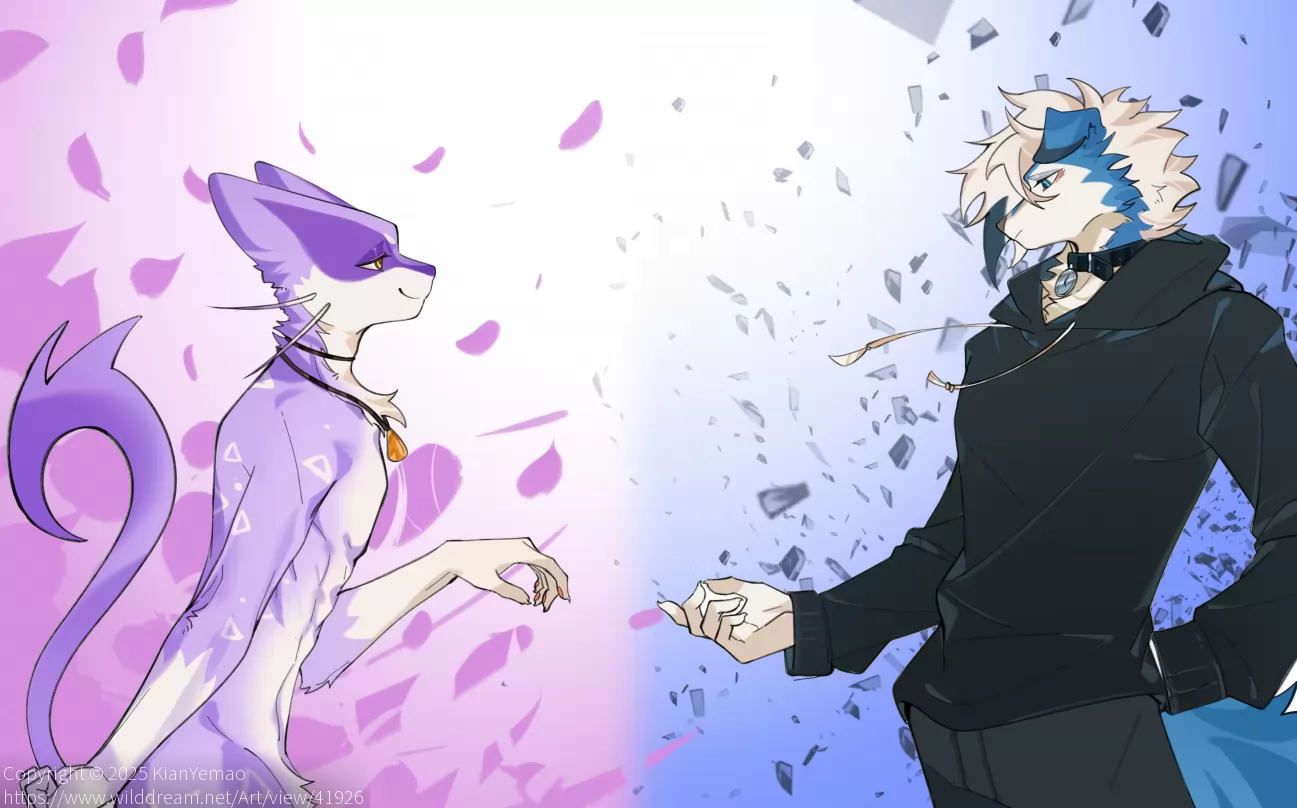 交融 by KianYemao, furry, OC, 兽人, 宝可梦, 插画
