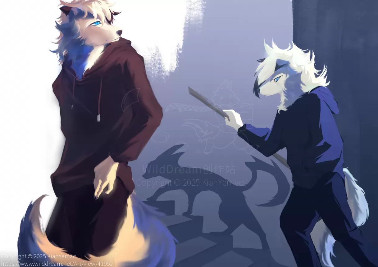 如影随形 by KianYemao, furry, OC, 兽人, 插画