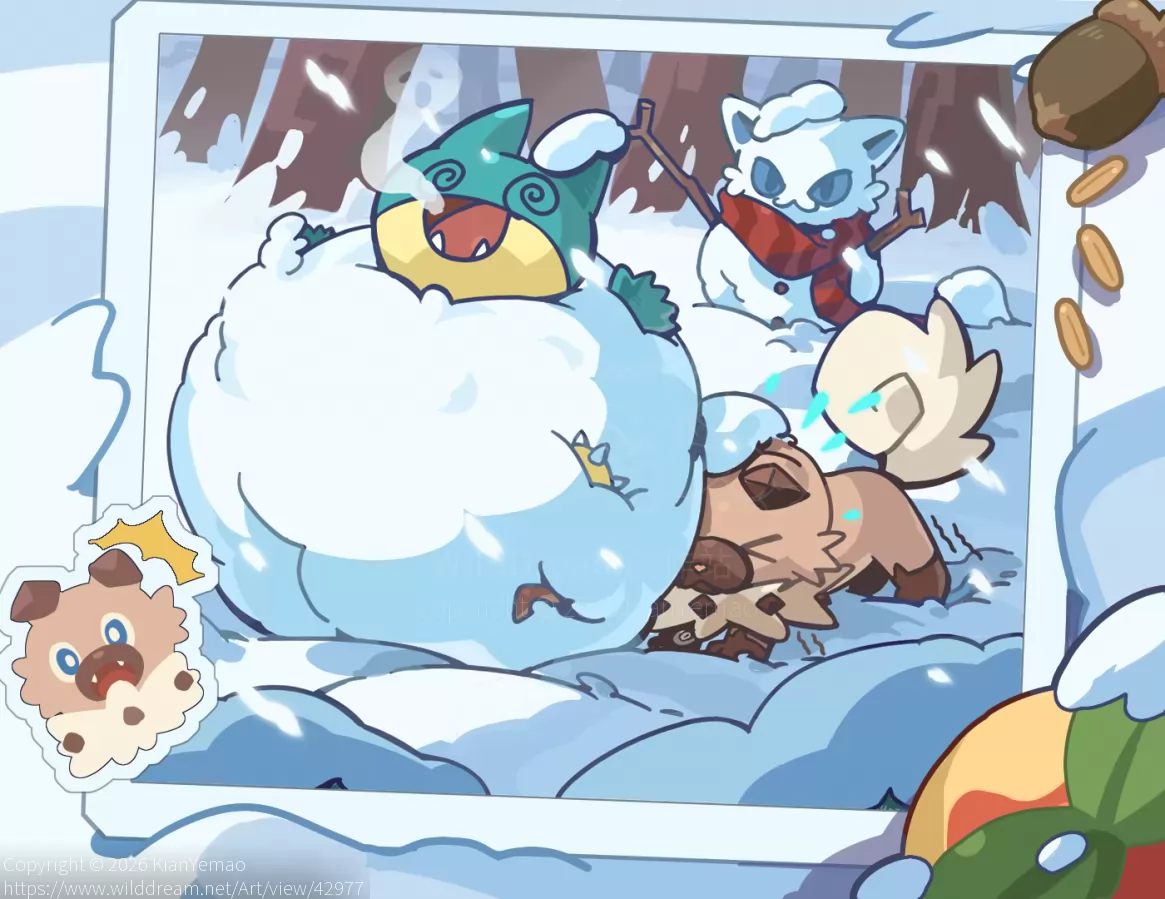 堆雪人 by KianYemao, furry, OC, 宝可梦, 兽设, 兽, 插画