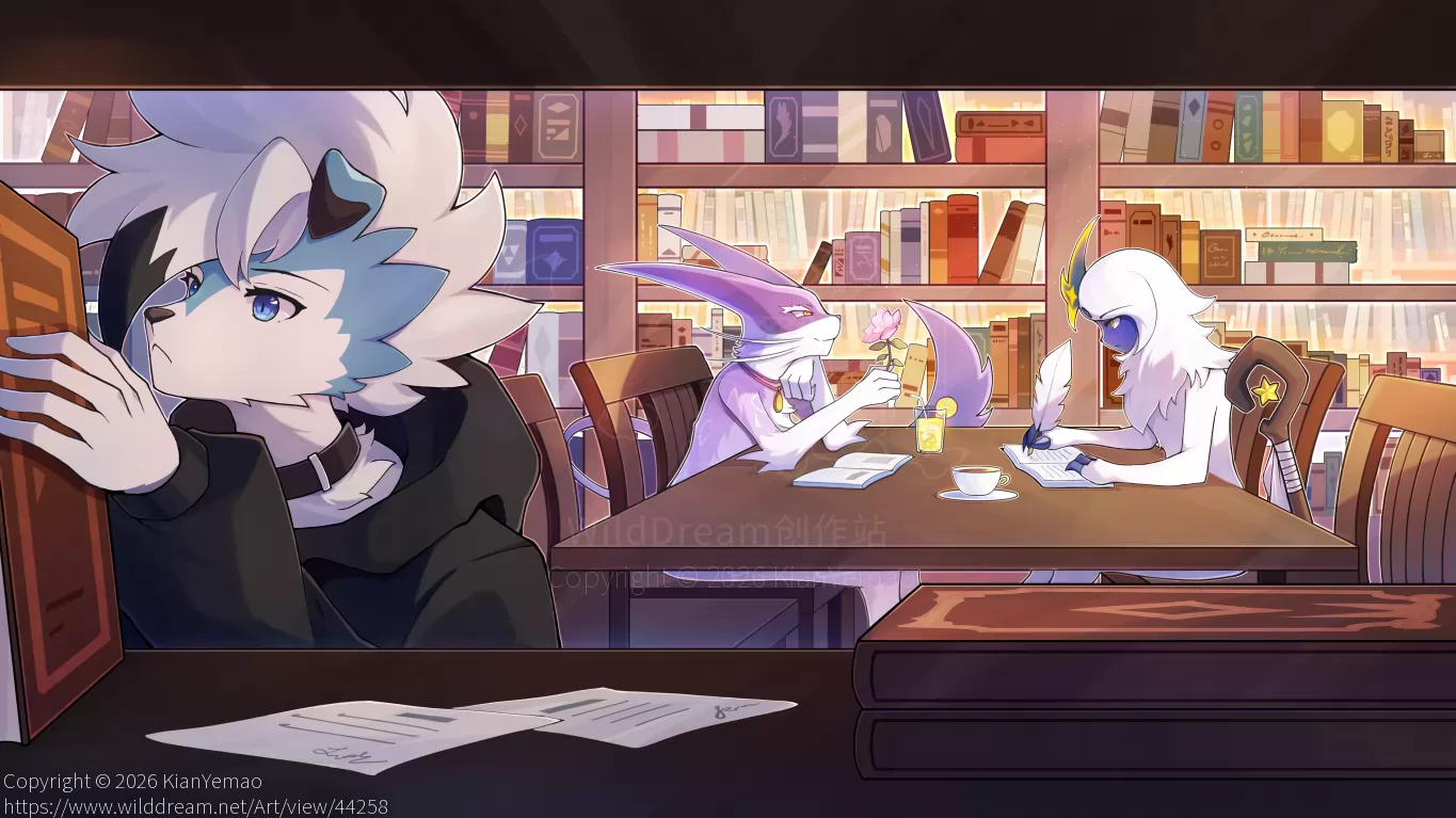 图书馆 by KianYemao, furry, OC, 兽, 兽人, 兽设, 宝可梦, 插画