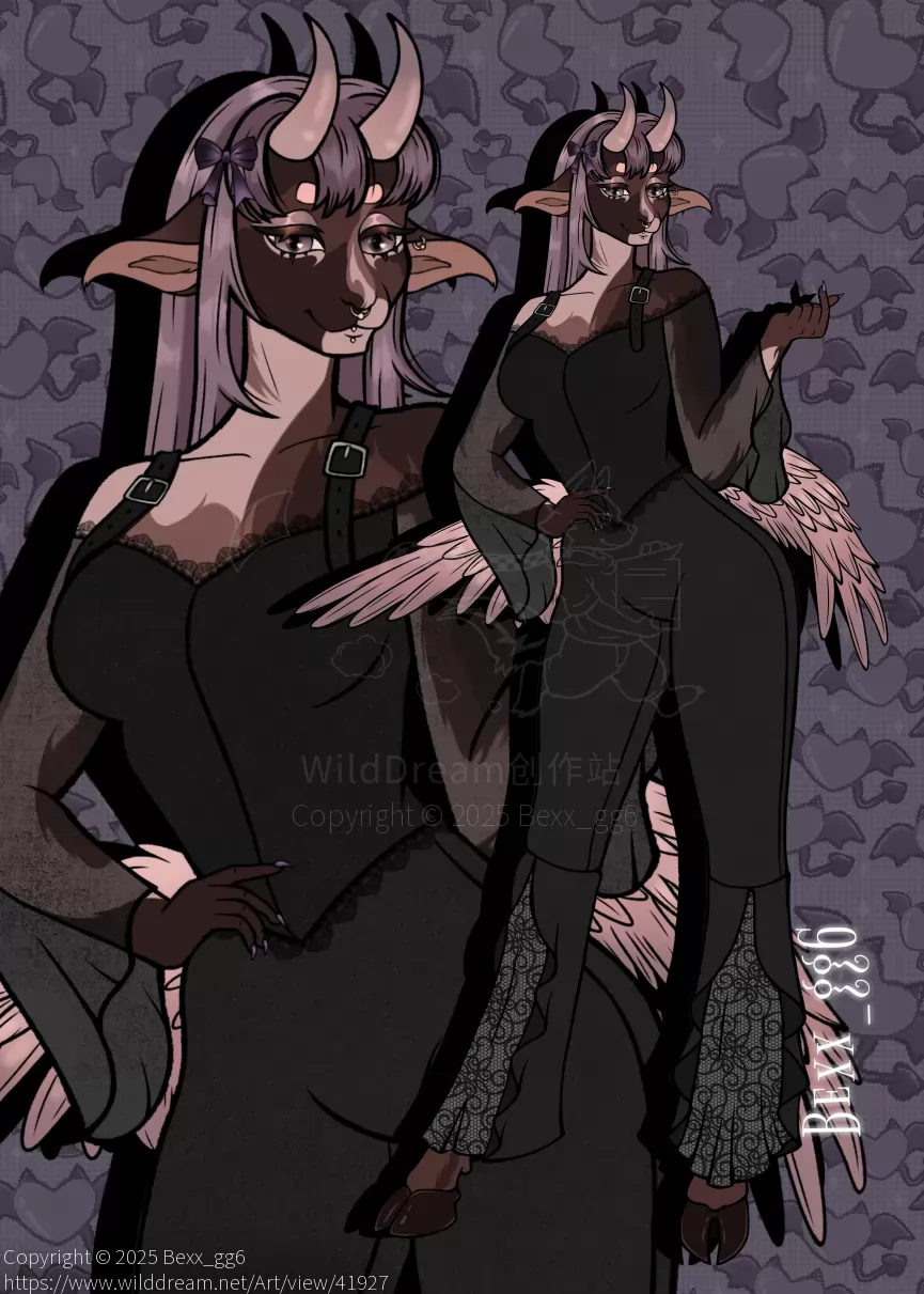 Comm piece 4 💕 by Bexx_gg6, Anthro, Commission, Oc, Mixed, Baphomet, Goat, Angel , Demon, Horns, Wings, Goth, Dark