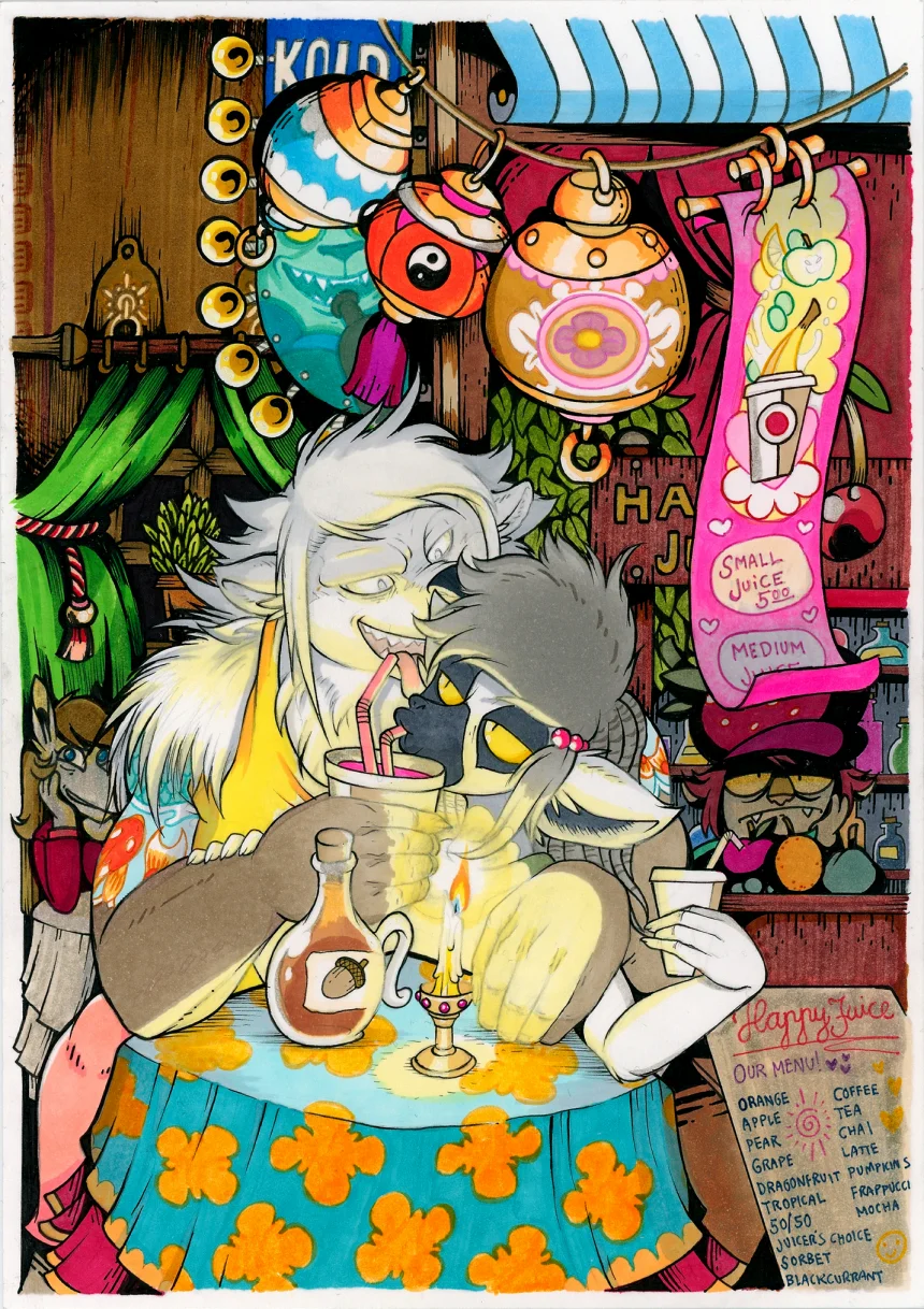 A Juicy Date by Motsaenggin, anthro, female, furry, kemono, lemur, male, ケモノ