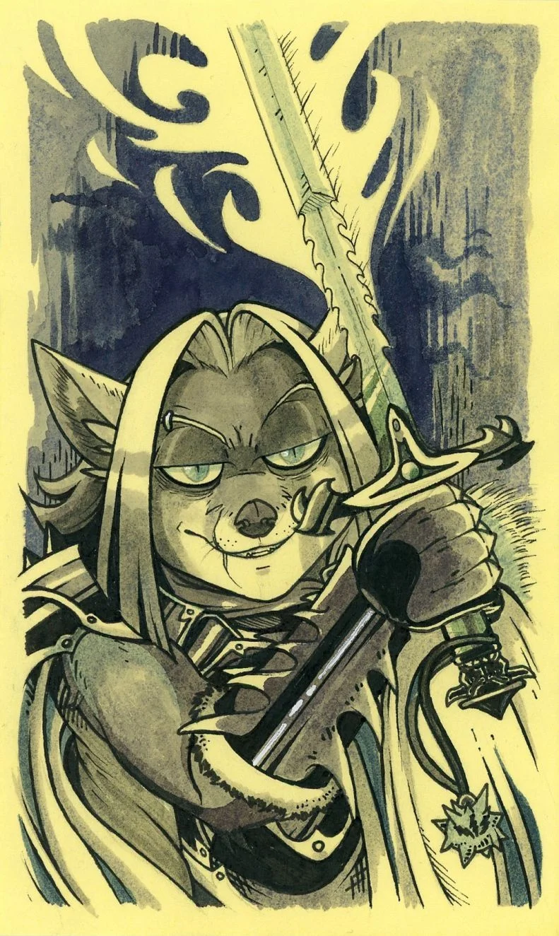 Baldur's Frey-te (Inkwash) by Motsaenggin, anthro, ケモノ, kemono, motsaenggin, furry, kitsune
