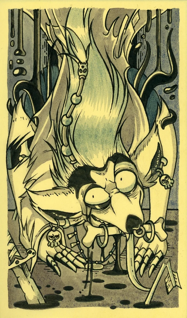 Wreckromancer Manu by Motsaenggin, motsaenggin, furry, anthro, ケモノ, kemono, lemur, postit, traditional, ink