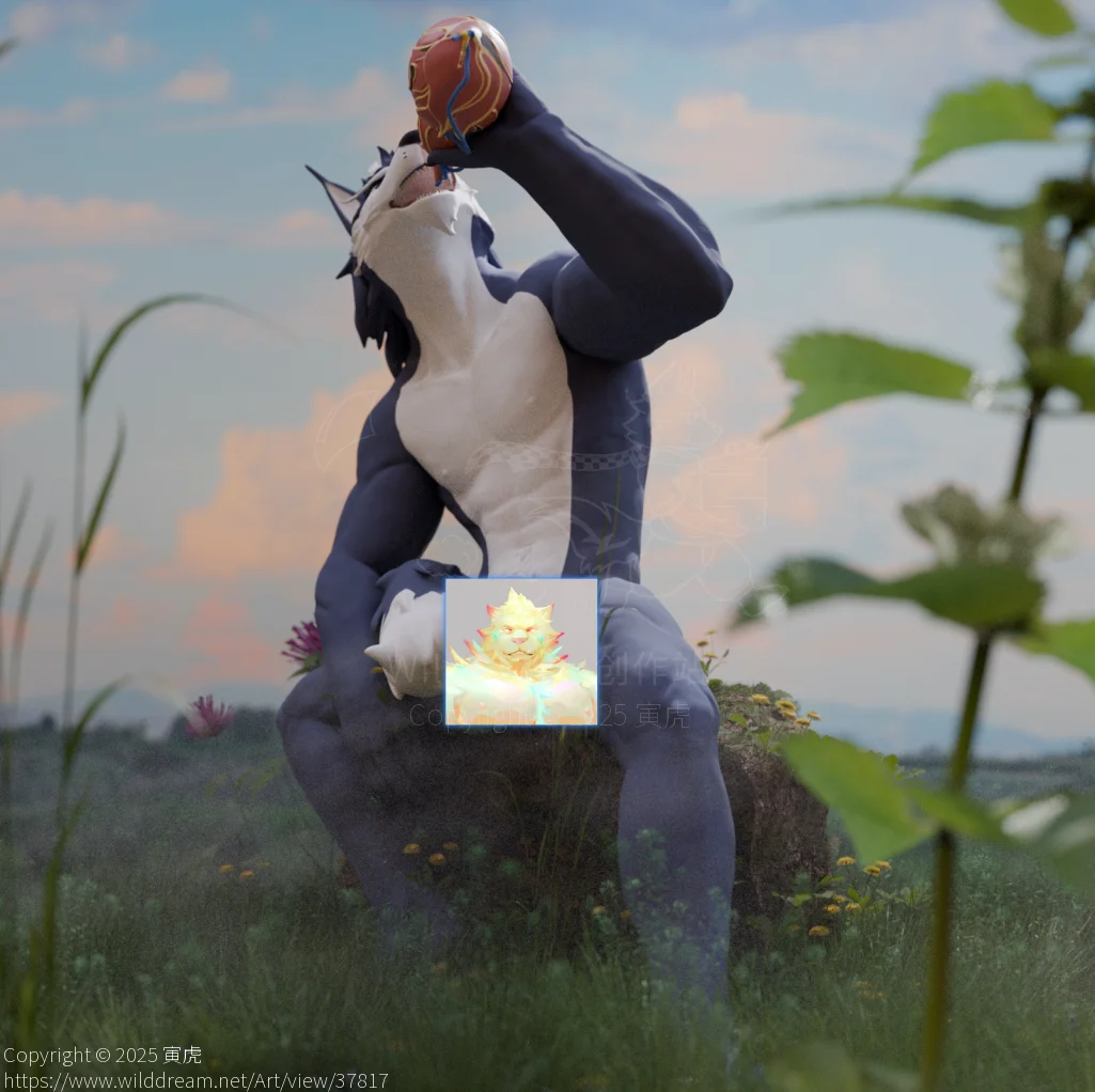 豪饮 by 寅虎, furry , 毛茸茸, 狼