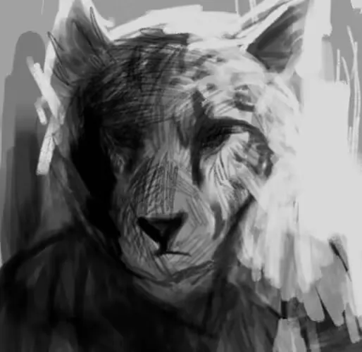 「受赠」缄声 by 憬韶懷真, OC, 头像, 插画, 猎豹, 黑白