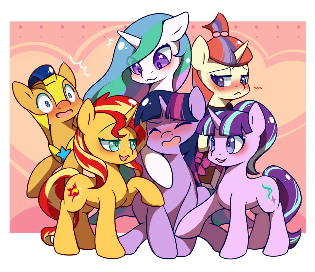 嘿嘿全 by BlueEye, pony, 板绘, 小马, MLP, 同人, 紫悦, 月舞, 宇宙公主, 星光熠熠, 闪卫, 余辉烁烁