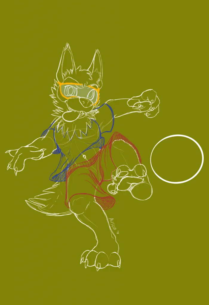 [SKETCH] Zabivaka by Ausup, male, wolf, mascot, paws, toes, claws, foot, feet, paw, uniform, jersey, athlete, handpaw, bare, baren, belly, tummy, worlld_cup, soccer, football, russia, spot, zabi, zabivaka