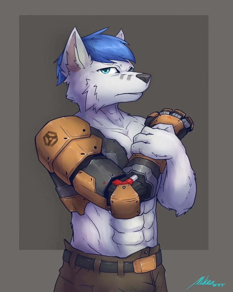 自设摸鱼 by Mike, 狼, furry, 科幻, 战士