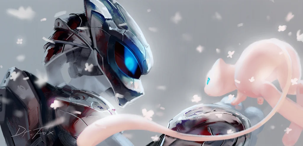 Double Dream by Dr.Fox, mewtwo, mew, pokemon, 超梦, 梦幻