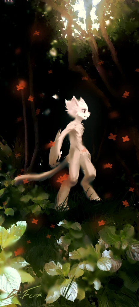 小白在森林里 by Dr.Fox, 兽, 兽人, furry, 白, 森林, 旅行