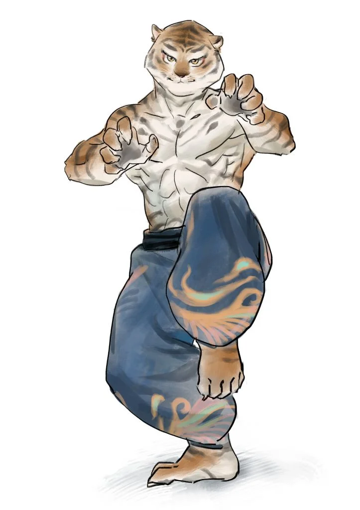 打拳 by 一碗稀饭, furry, 老虎, 虎