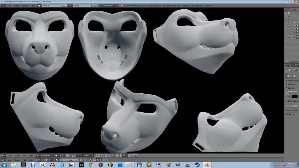 wolf mask prototype by Jellofox, wolf, mask, blender, sculpt