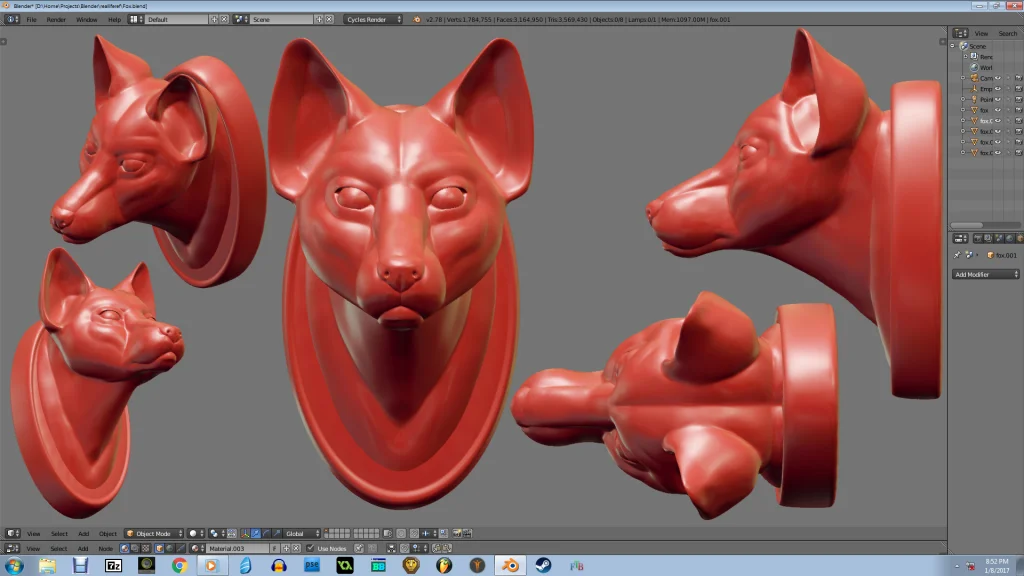 Fox bust by Jellofox, fox, blender, sculpt, practice