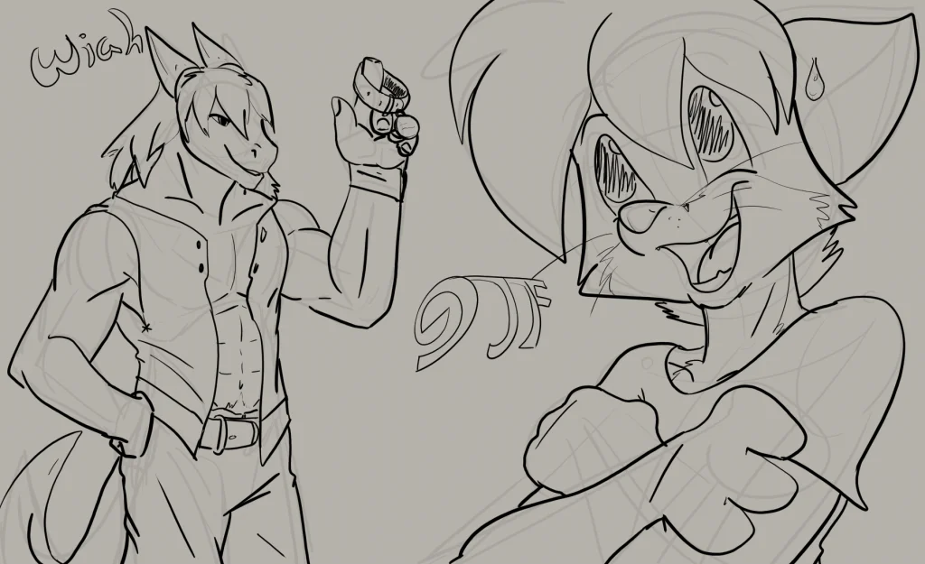 Wiah and jello fox by Jellofox, horse, dragon, fox, sketch