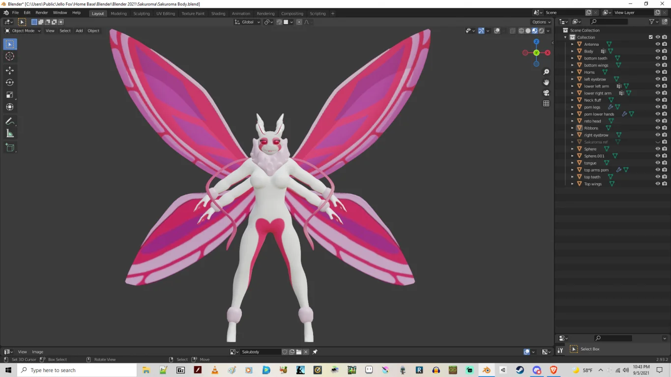 Sakuroma by Jellofox, blender, 3d, RetroSpecter, Moth