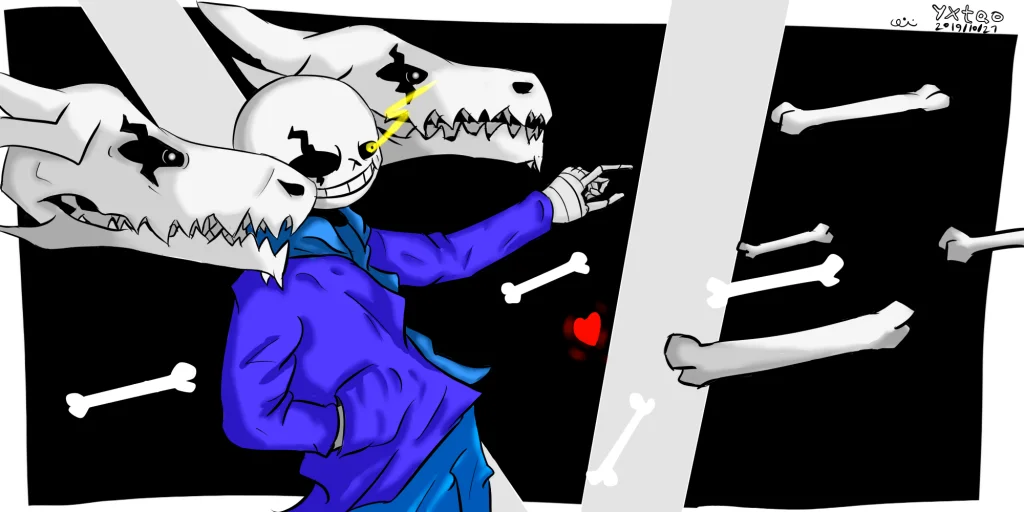 帮同学画的sans审判战 by 意克尔斯·桃, undertale, 传说之下, 战斗, sans, 衫斯